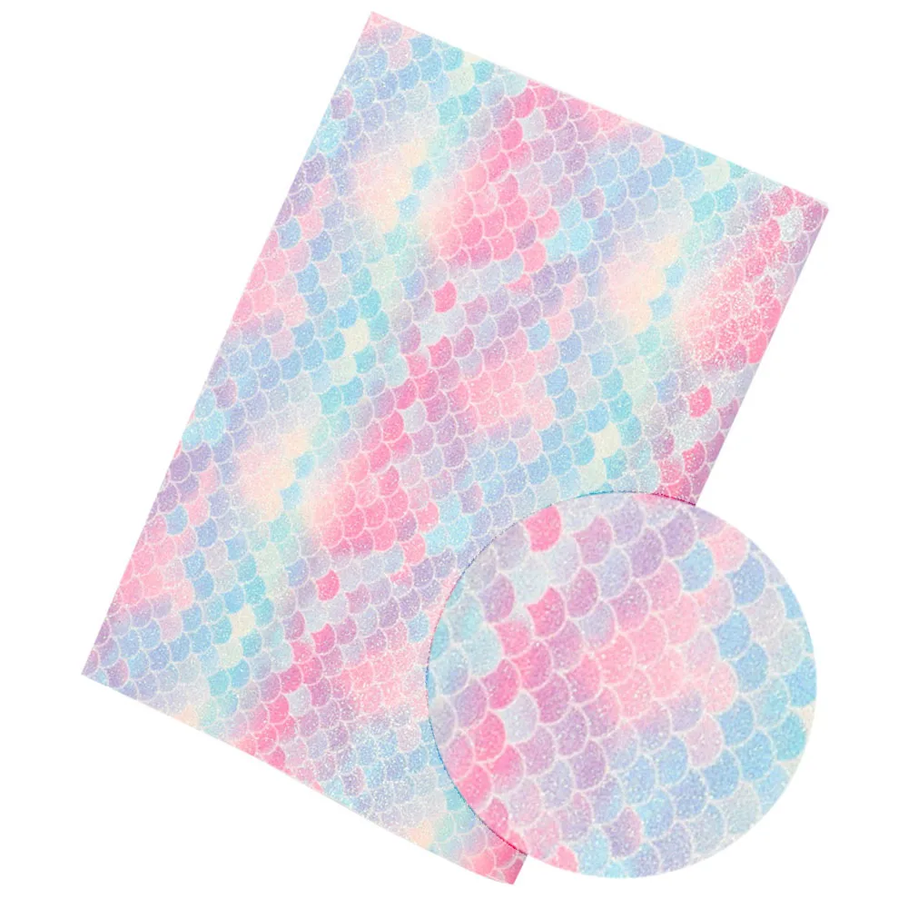 6 IBOWS 22*30CM Glitter Fabric Shiny Mermaid Printed Fine Glitter for DIY Bag Shoes Accessories Fabric Handmade Hair Bows Material - Цвет: 6
