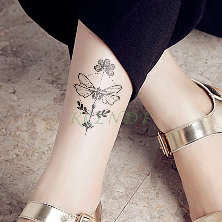 

Waterproof Temporary Tattoo Sticker butterfly dragonfly Fake Tatto Flash Tatoo Tatouage Wrist Foot Hand For Girl Women female