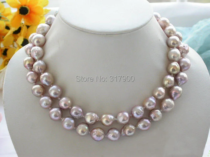 Ожерелье цвета лаванды почти круглое жемчужное ожерелье реборн Кеши 35 &quot13