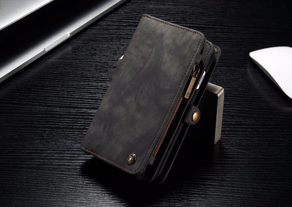Роскошные Пояса из натуральной кожи кошелек чехол для iPhone 7 Folio съемный на молнии Магнитная крышка Чехол для iPhone 7 Plus 6splus 6 6 s