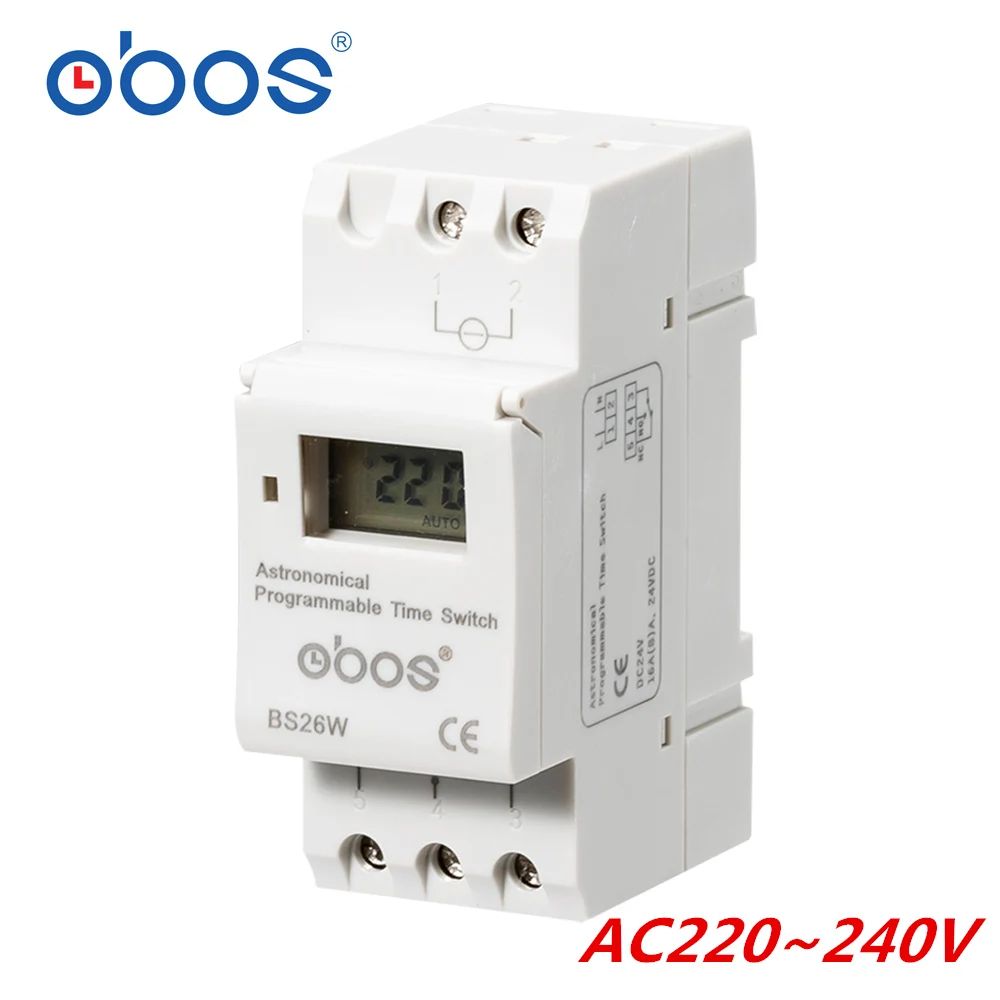 AC220-AC240V Астрономический программируемый переключатель времени BS26W AC220V программируемый цифровой таймер 16A напряжение на выбор AC110V DC12V DC24V - Цвет: AC220-AC240V