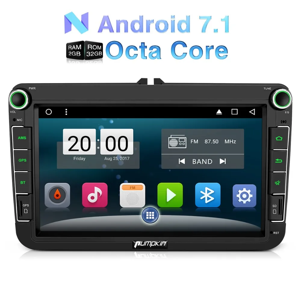 Pumpkin Qcta core RAM 2G ROM 32G 2 Din 8 &quotAndroid 7 1 автомобильное радио без dvd плеера GPS навигация