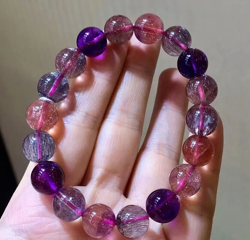 Сертификат натуральный Lepidocrocite кварц супер семь Рутиловый Кварц Браслет Мелодия с бусинами из круглых камешков 11 мм кристалл AAAAAA
