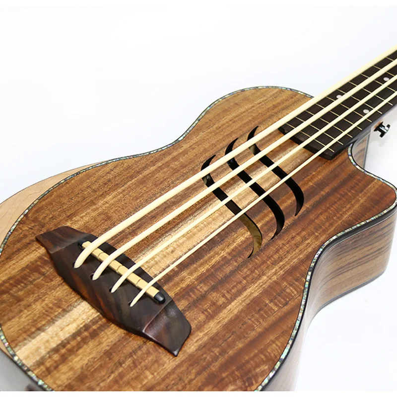Электрическая твердая Акация укулеле бас Fretless 30 дюймов гитара 4 струны мини УКУ