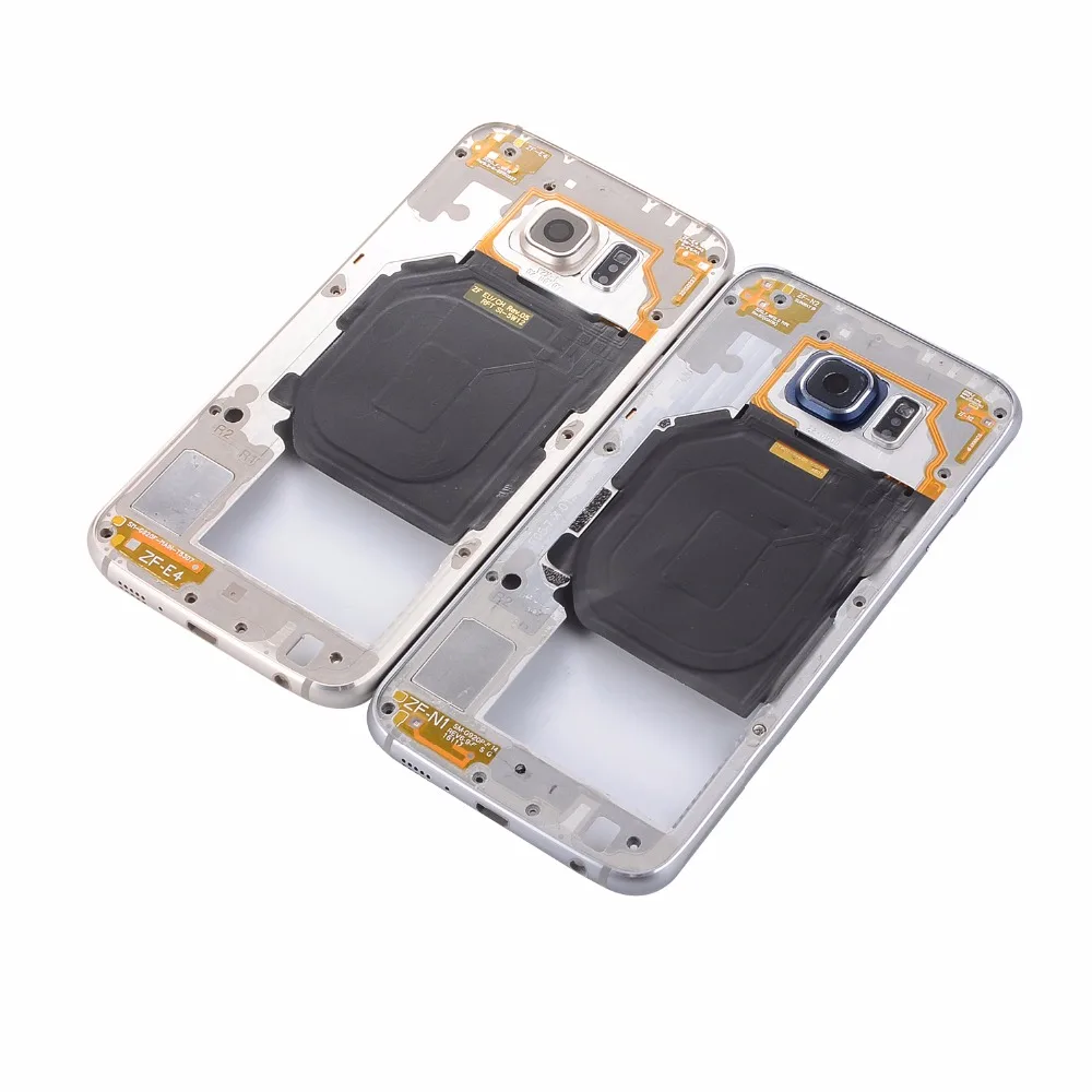 For Samsung Galaxy S6 G920 SM-G920 G920F G920A G920P Single Card Metal Middle Bezel Frame Cover Case+Camera Glass+Side Button