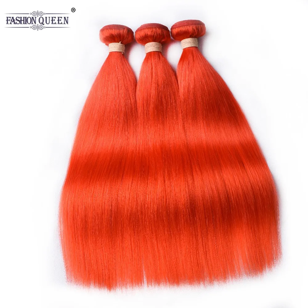 Перуанские не Реми волосы оранжевые прямые 3 пучка предварительно цветные цвета