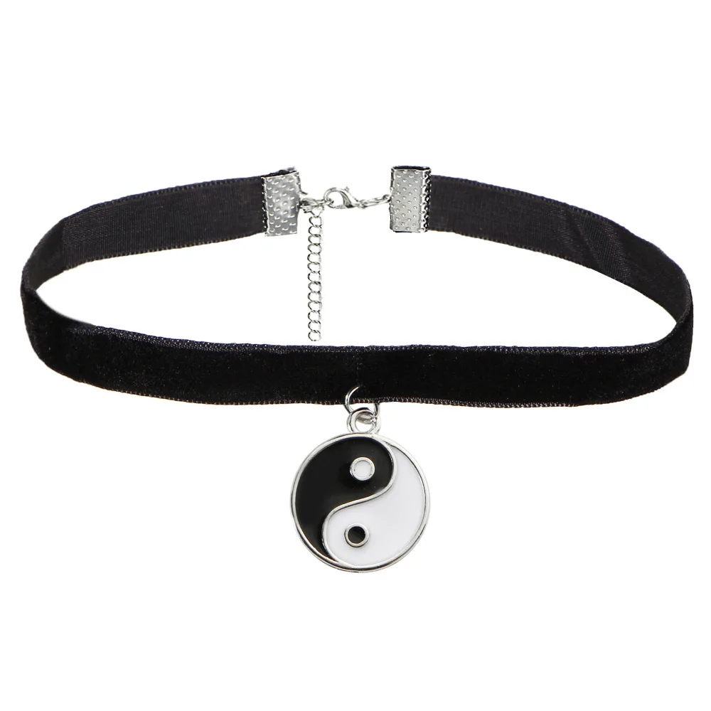8 Pcs/lot Yin Yang Tassel Pendant Necklace Vintage Velvet Lace Choker Necklaces for Women Fashion Girl Chocker Collares Jewelry | Украшения