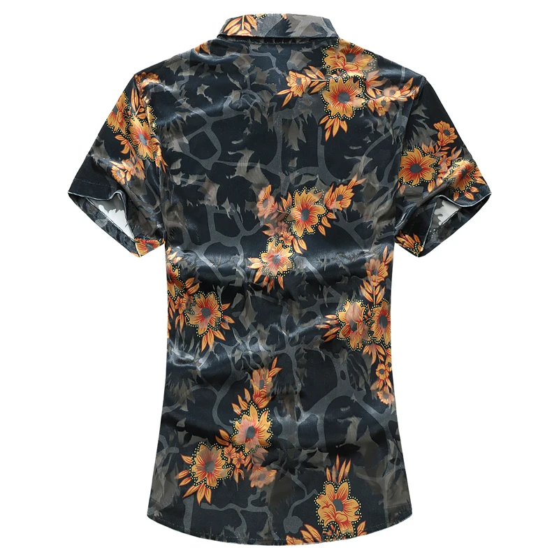 Летняя рубашка 2020 Мужская модная Повседневная с принтом бархатные мужские