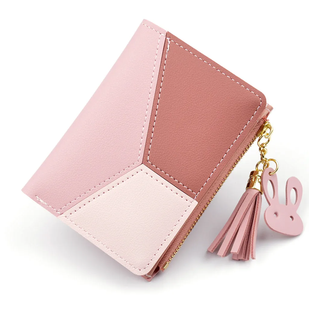 Women Wallets Short Zipper Patchwork Panelled portefeuille femme cuir Coin Purse Card Holder Bag portfele | Багаж и сумки