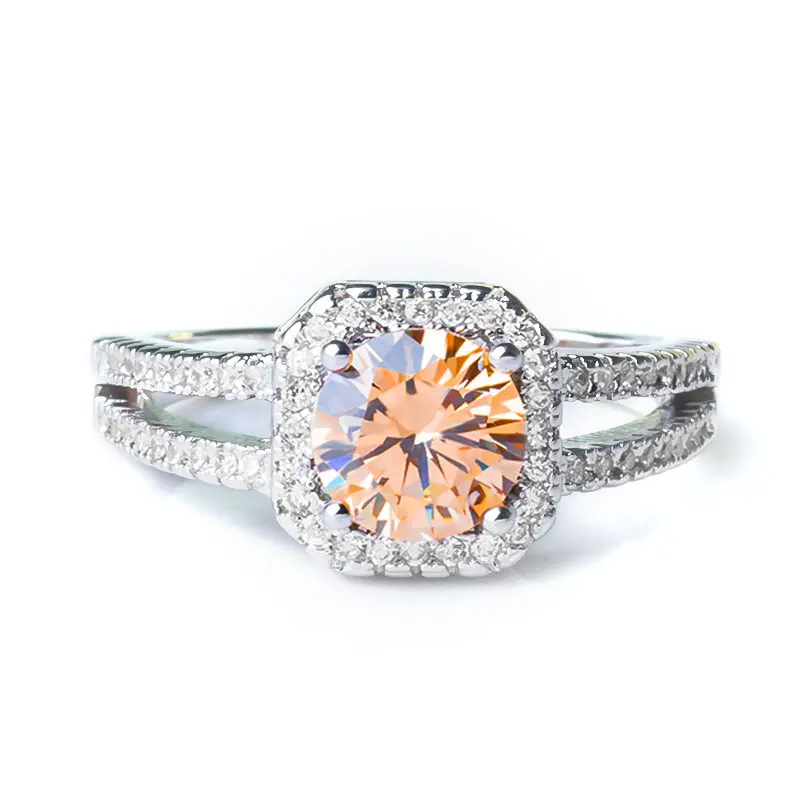 Champagne H: HYDE, классическое, 9 цветов, 1Ct, AAA, CZ, обручальное кольцо для Wom, очаровательное кольцо с кубическим цирконием, ювелирные изделия, вечерние, подарок, anillos mujer - Цвет основного камня: Champagne