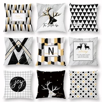 marble geometric cushion cover deer plaid pattern polyester pillow case decorative for living room sofa bedroom home decor 45x45