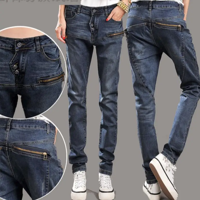 Женские свободные джинсы шаровары повседневные с высокой талией|denim jeans womens|jeans