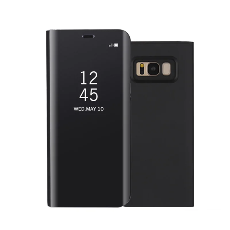 Black Зеркальный флип-чехол для телефона для samsung Galaxy Note 9 8 S9 S8 A8 плюс S6 S7 край A3 A5 A7 J3 J5 J7 Neo Nxt Max Prime чехол - Цвет: Black