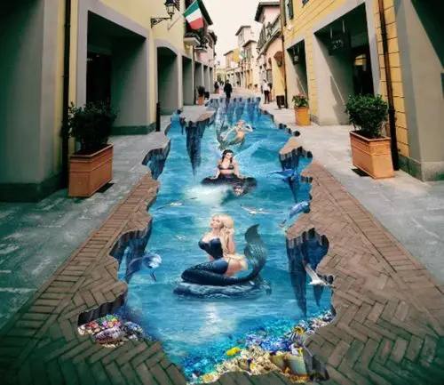 [Самоклеящийся] 3D красивые море девушки 2 Non-slip Водонепроницаемый фото
