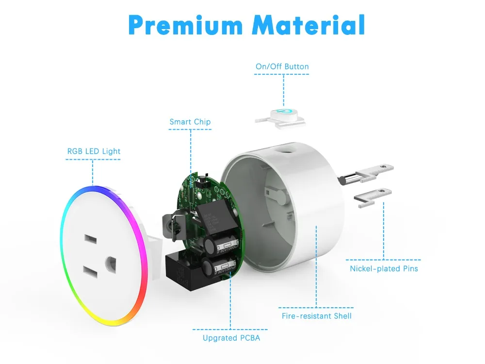 Wifi умная розетка переключатель RGB свет монитор питания ЕС Великобритания США 16A телефон приложение Голосовое управление с Alexa Google дома