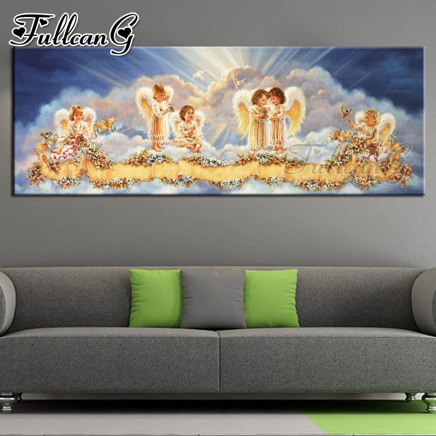 Полноразмерная/круглая Алмазная картина FULLCANG с дрелью сделай сам белые облака