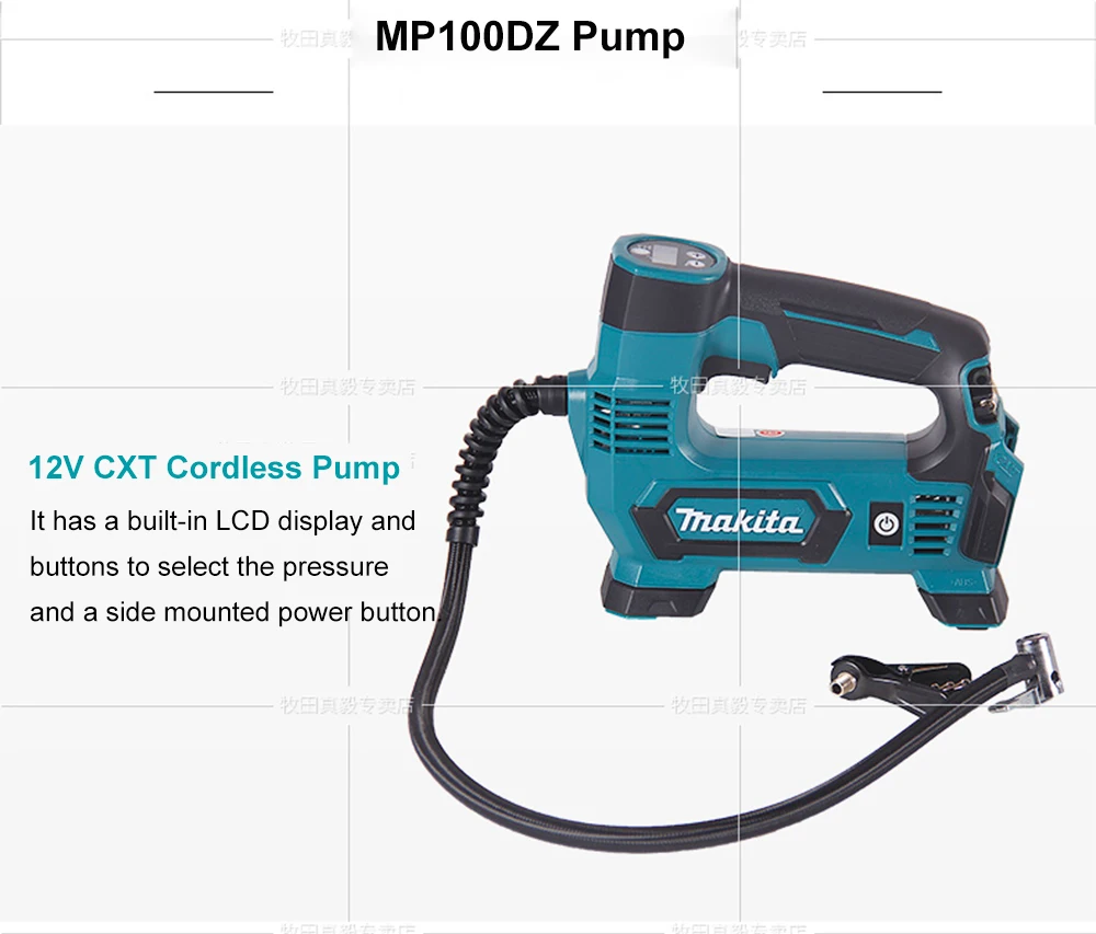 Япония Makita MP100DZ перезаряжаемый воздушный насос литиевая батарея воздушный компрессор насос для автомобильных покрышек 12 В CXT 121PSI 830KPa 65 мм трубчатый насос