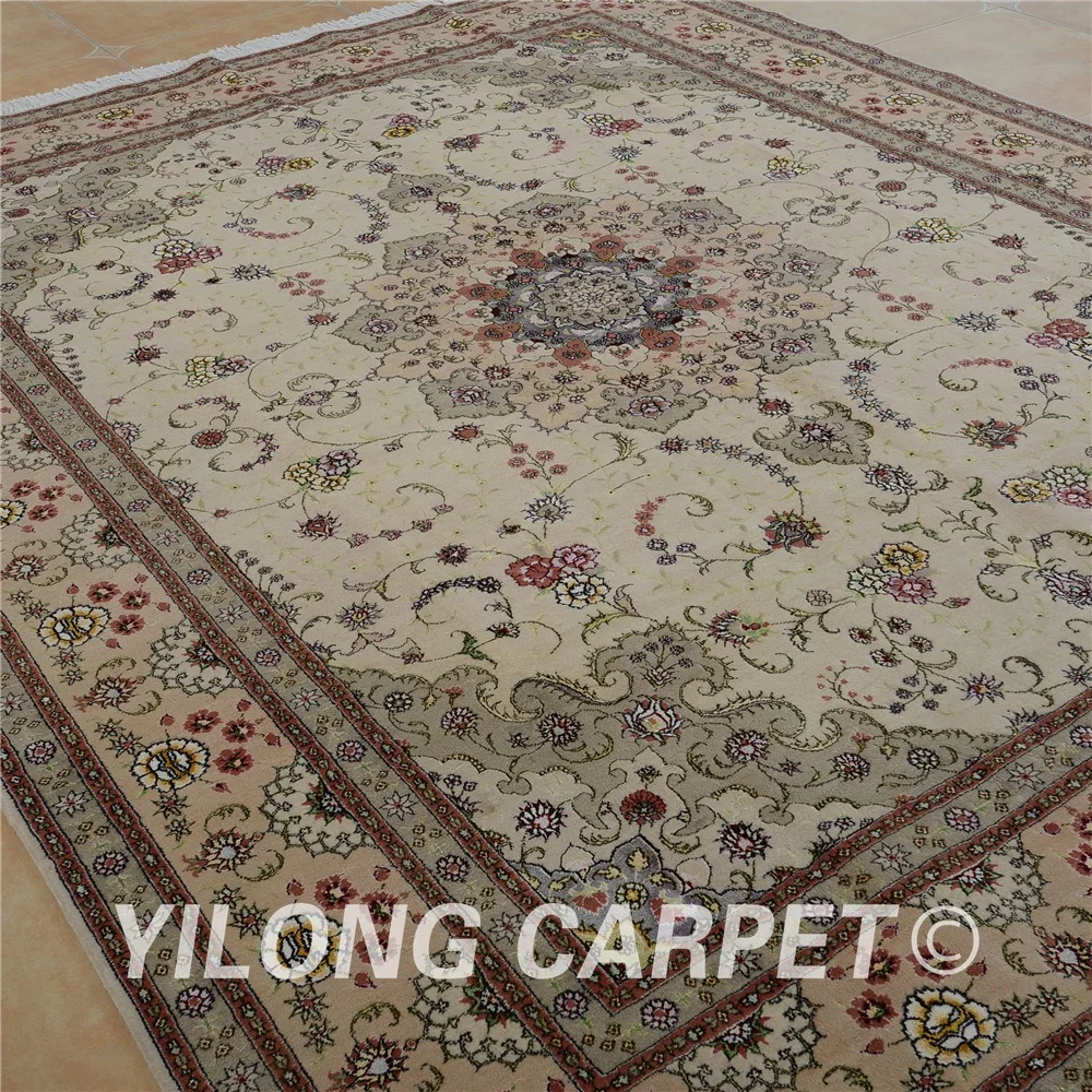 Yilong 8 'x 10' античный восточный шерстяной ковер бежевого цвета искусственный