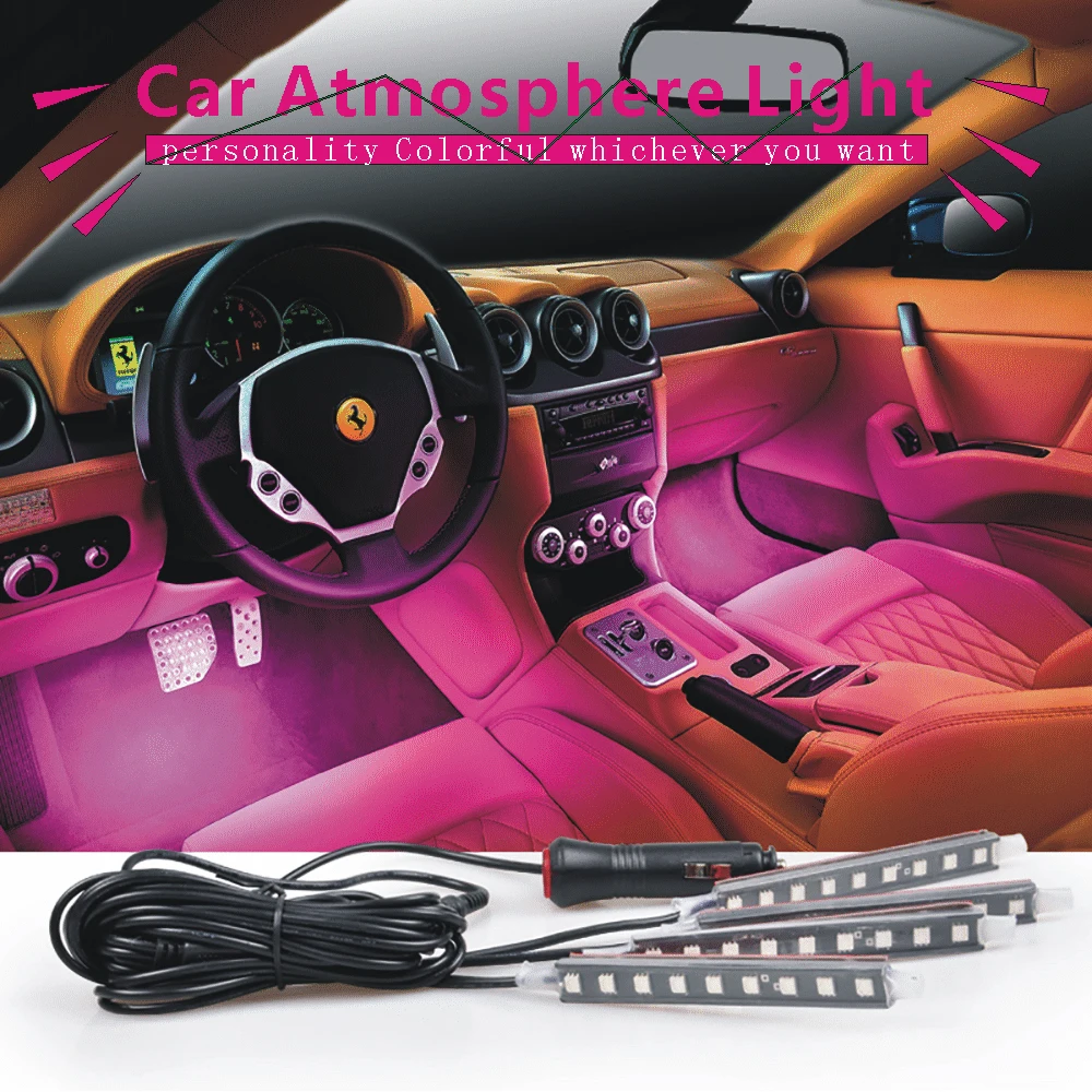 LEADTOPS 4x 3 светодиода автомобильная зарядка 12 В свечение внутренняя отделка 4 в 1