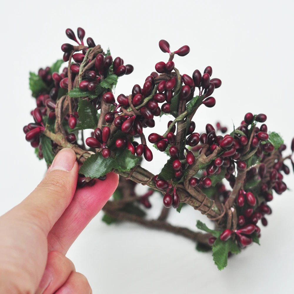 

Handmade Leaf Burgendy color Berries Woodland Rustic Flower Crown Daylife Wedding and Party Red flower crown,baby shower