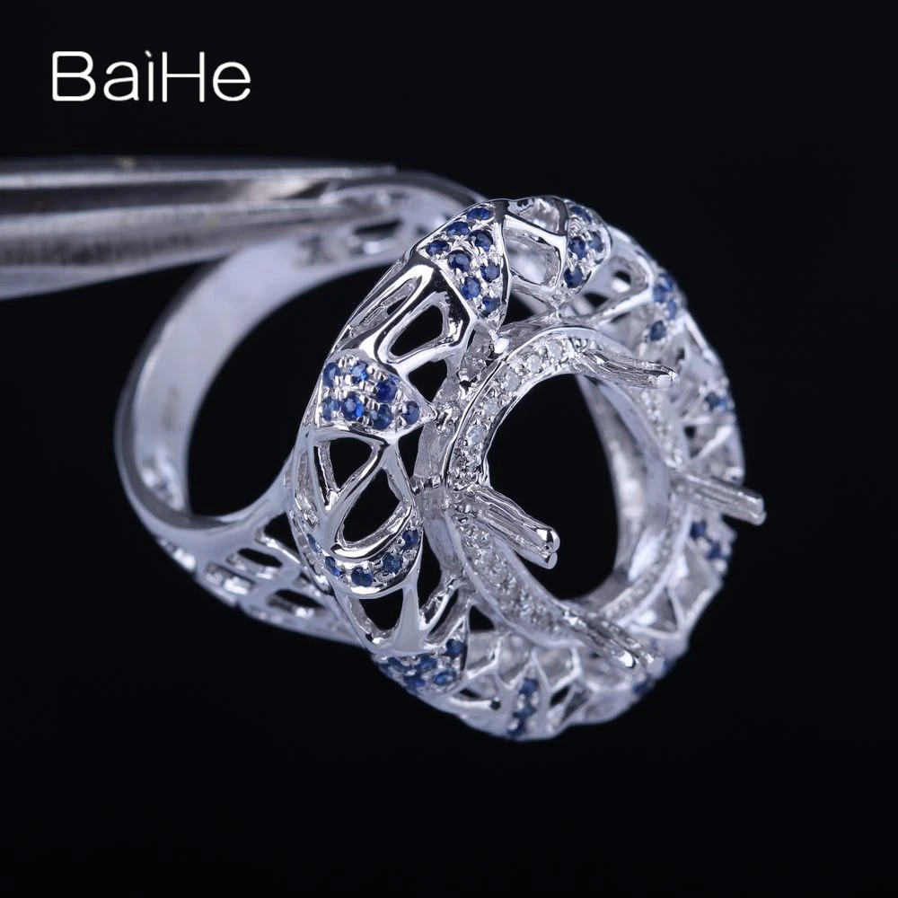BAIHE Solid 14K White Gold Oval cut Anniversary Women Cute/Romantic Fine Jewelry Elegant unique Semi Mount Ring | Украшения и