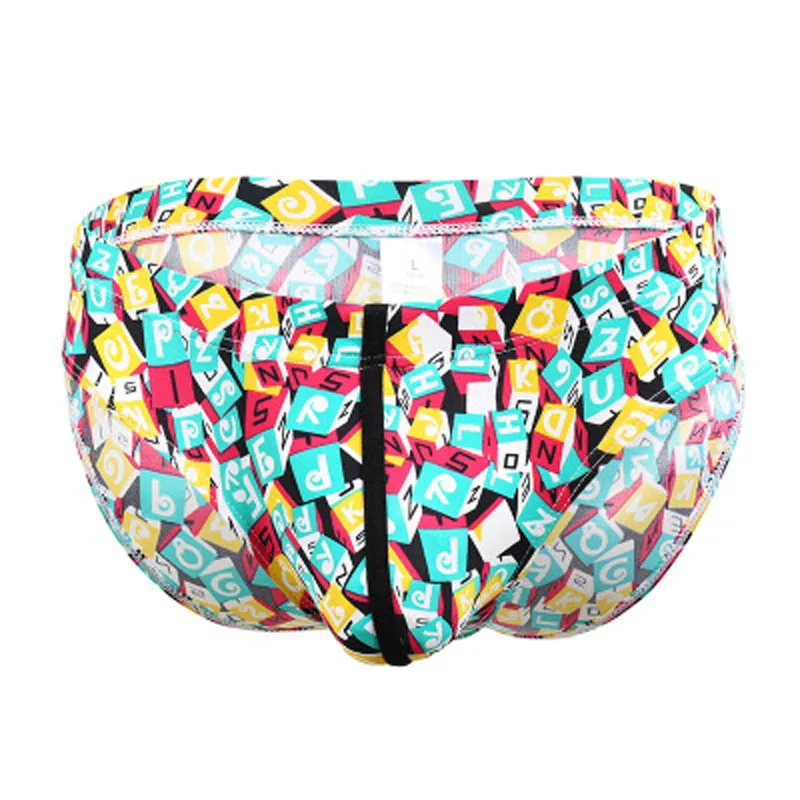 2019 gay Underwear men low waist nylon ice silk printed breathable briefs fashion sexy bulge jockstrap |