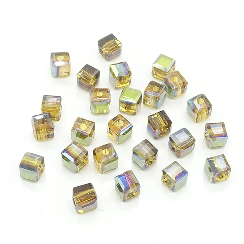 43 Yellow half green 200 шт кубические квадратные Хрустальные стеклянные бусины 2 мм DIY браслет серьги для изготовления ювелирных изделий - Цвет: 43 Yellow half green