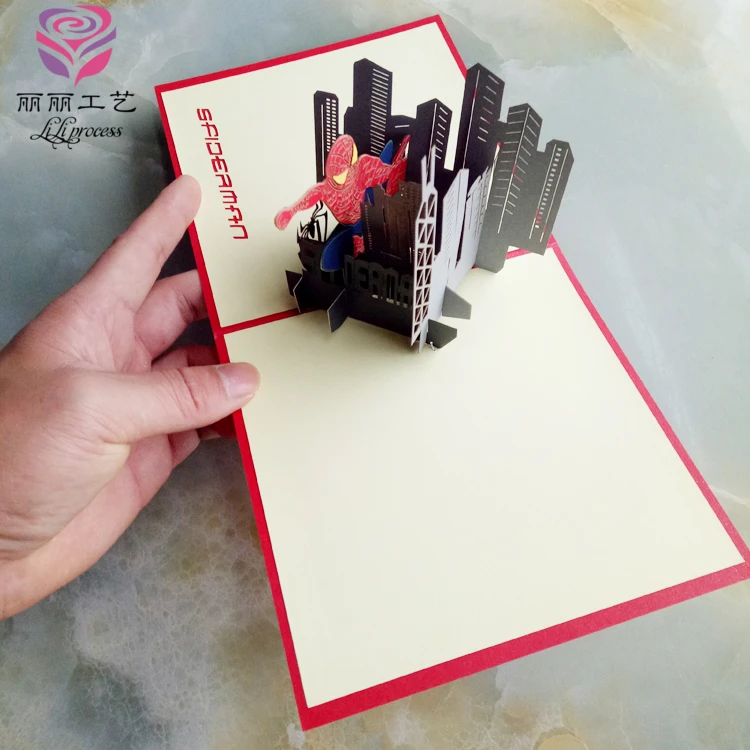 Индивидуальные 3D стерео карты креативный подарок мультфильм Человек-паук на