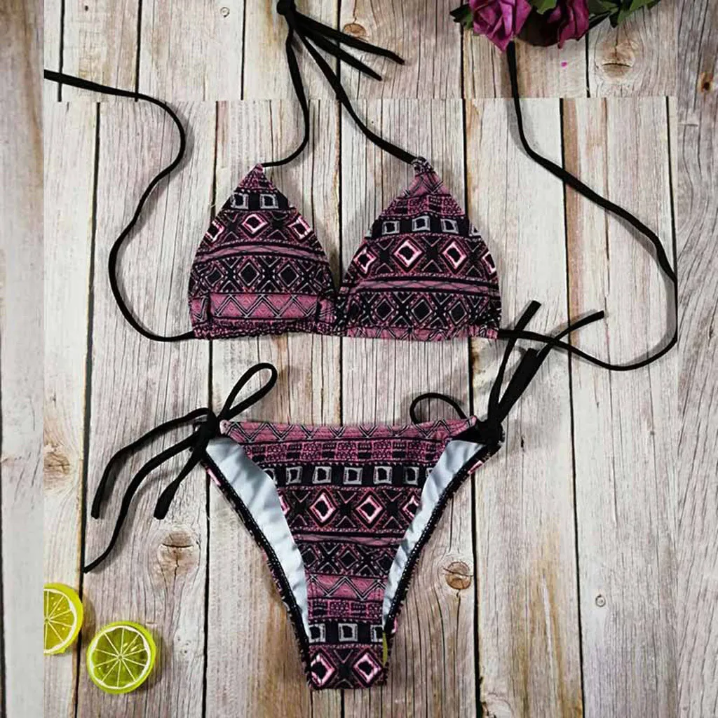 Бикини с леопардовым принтом 2019 Mujer сексуальный купальник на бретельках бикини в
