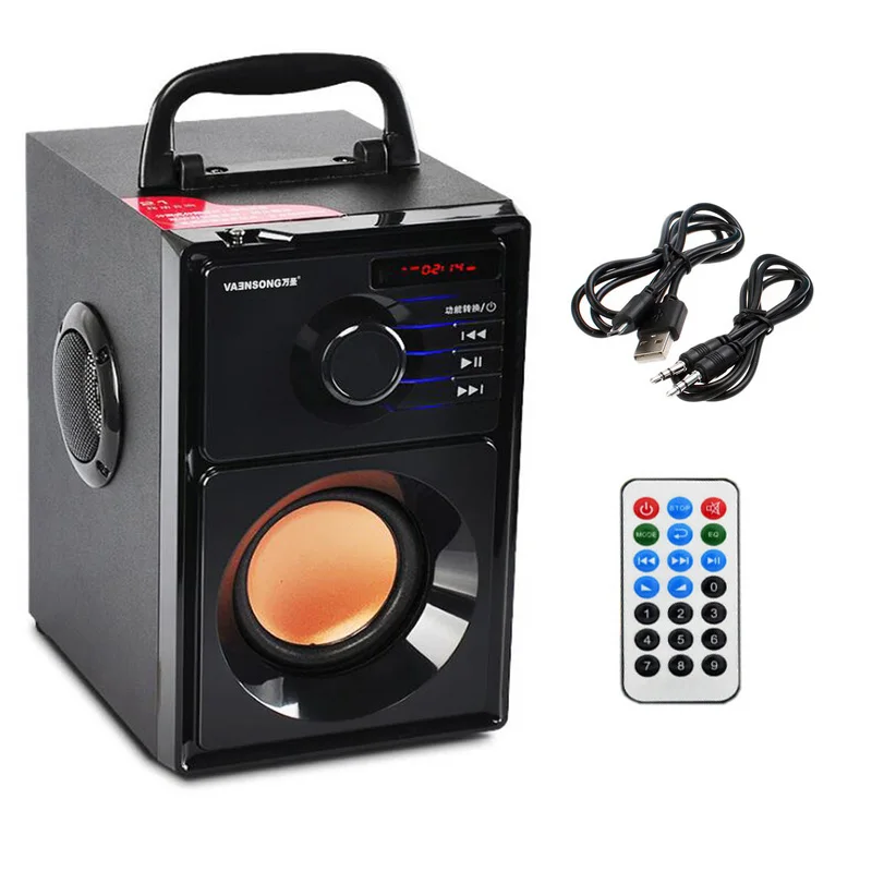Black Портативный 2,1 стерео деревянный Bluetooth динамик сабвуфер FM Радио Mp3 плеер супер бас компьютерный динамик s громкий динамик 2500 мАч - Цвет: Black