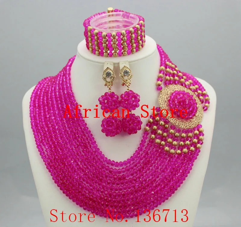 

Fashion Nigerian Wedding African Beads Jewelry set Crystal Necklace Bracelet Earrings Jewelry Set R833