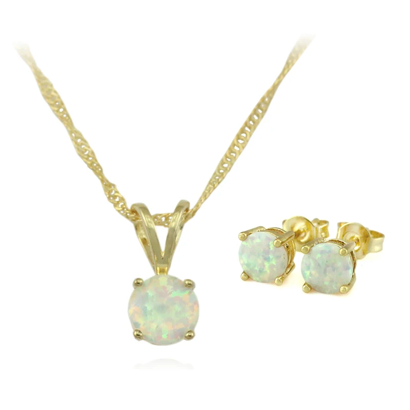 Наборы ювелирных изделий желтого золота без цепей белый опал камень бесплатная