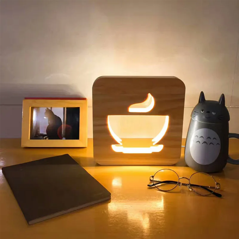 Творческие деревянные резные полые кадров светодиодный ночной Светильник