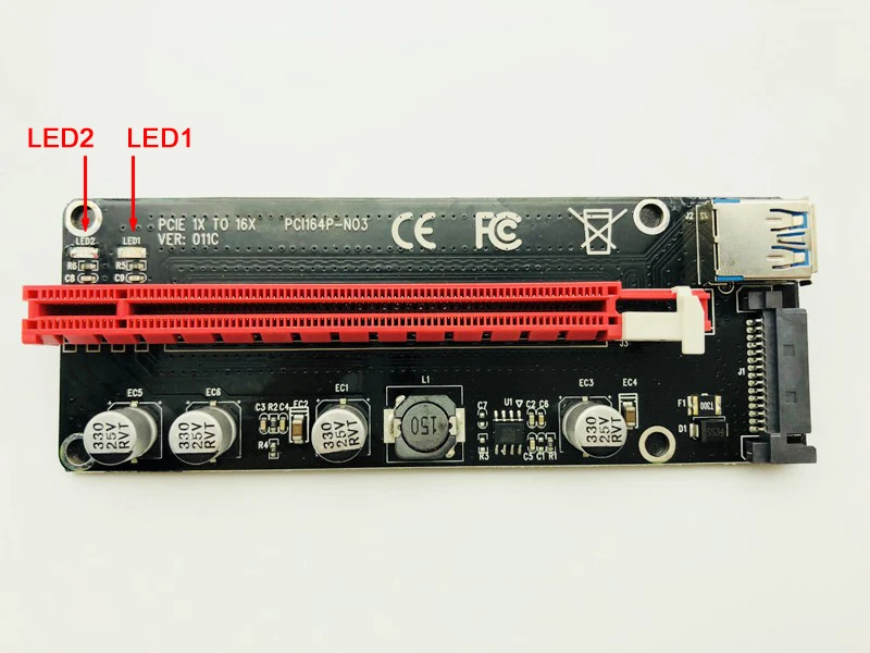 Новинка VER 011C Riser PCI E PCIe расширитель Express Card 1x до 16x SATA 15pin Разъем питания 3
