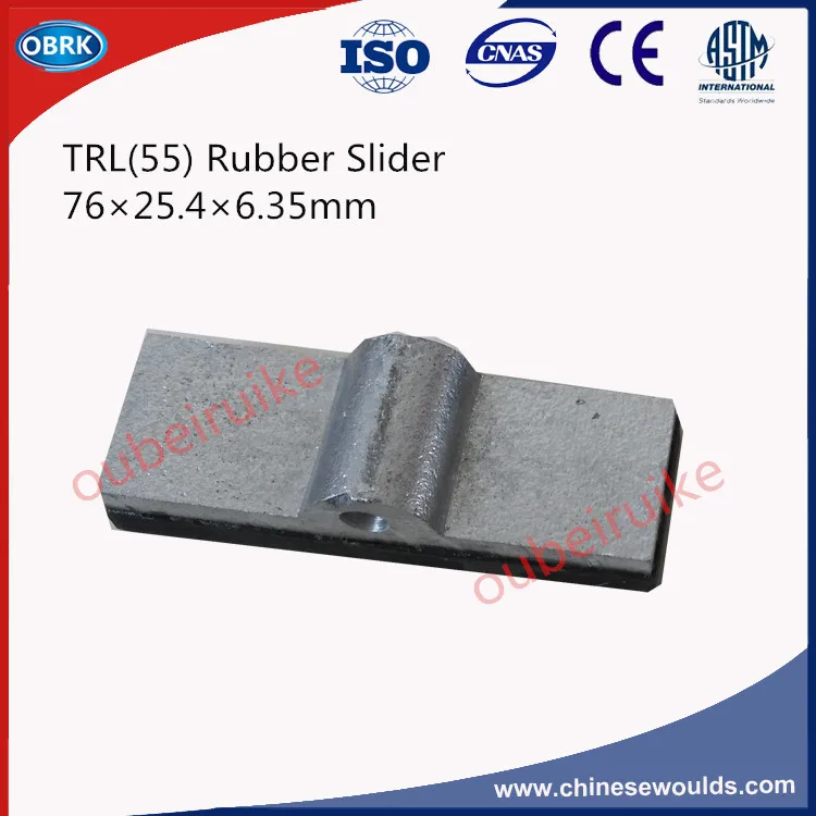 76x25.4x6.35mm TRL(55) Mounted rubber slider for site use