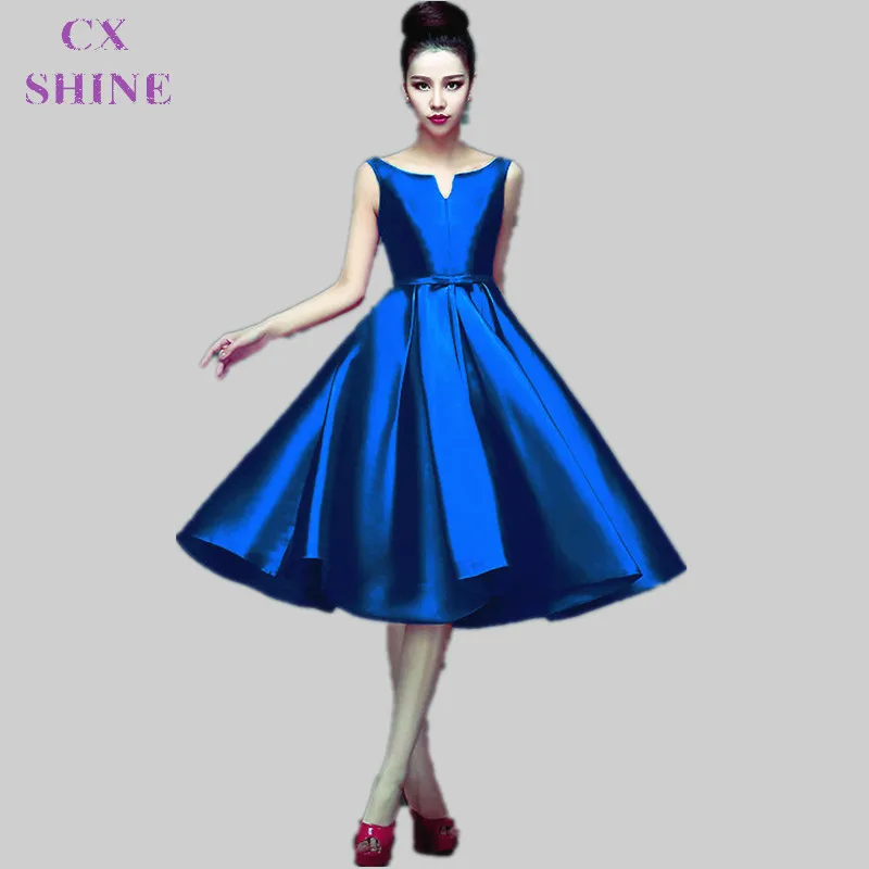CX SHINE Модные Цветные платья подружки невесты длиной до середины икры с V-образным