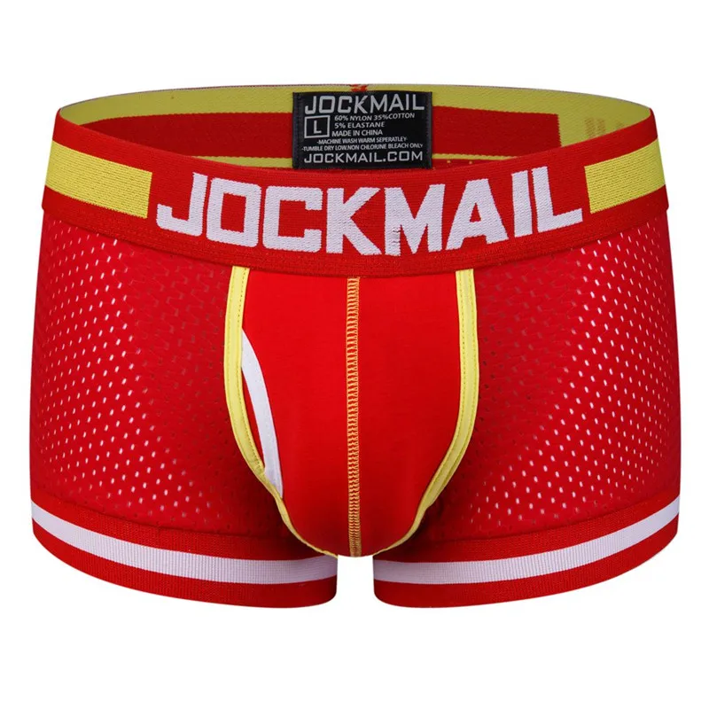 JOCKMAIL, 5 шт./лот, боксеры для мужчин, сетчатые, с дырками, боксеры, мужское нижнее белье, сексуальные трусы, cueca, боксеры для геев, мужские трусы