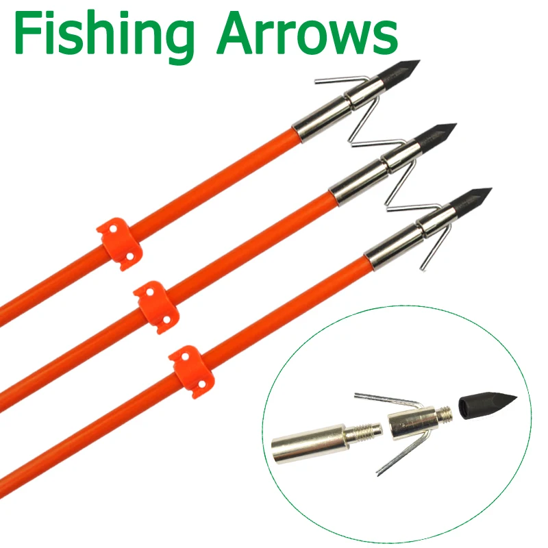 32 дюйма Bowfishing охотничьи стрелы оранжевый Стекловолоконный вал + стальная широкая