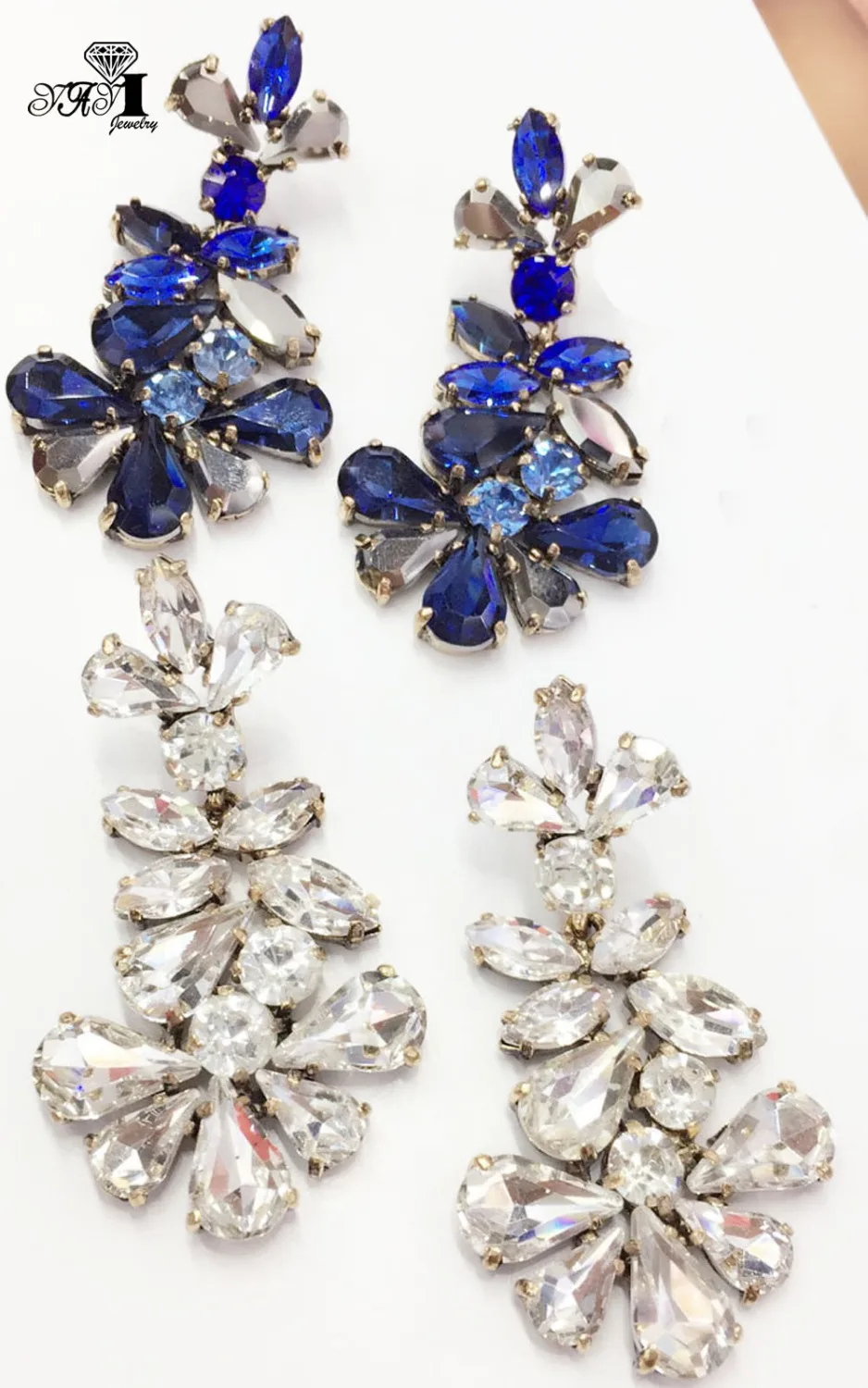 YaYi Jewelry Fashion Multi Glass Rhinestone Dangle Crystal Earring Women's Ancient Gold Color Gem Earrings Gift | Украшения и