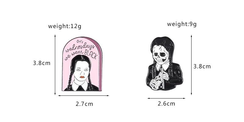 Wednesday Addams, брошь в стиле семьи Addams, мы носим черный скелет, Заколка Для панка, готика, ювелирное изделие, подарок для мужчин и женщин
