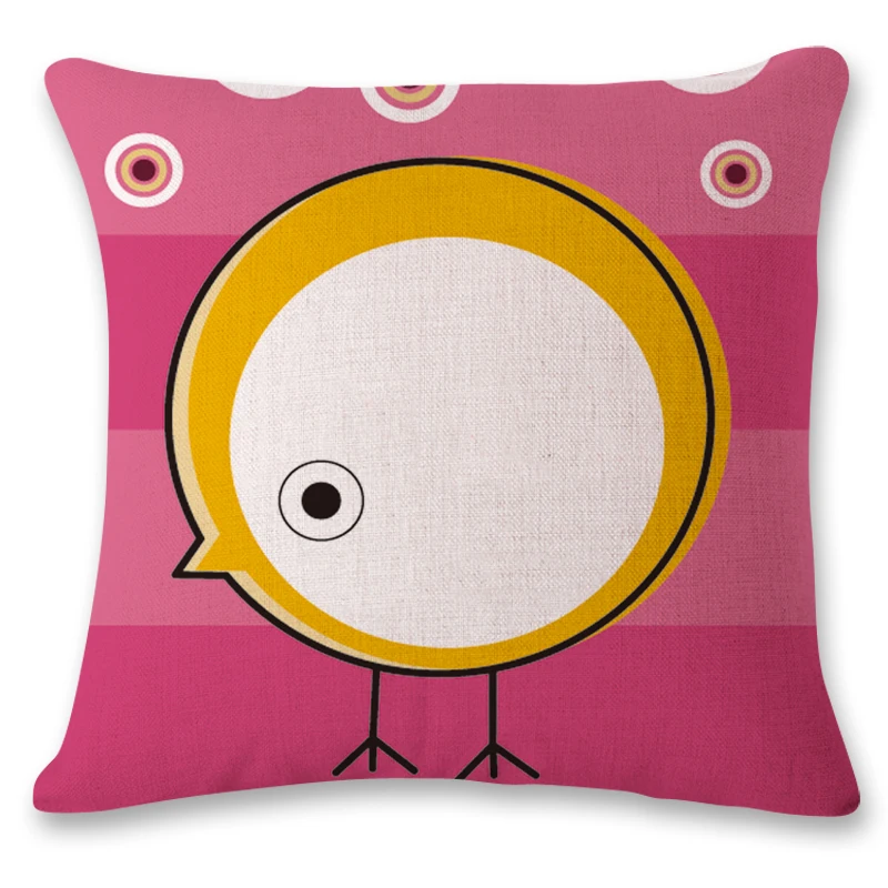 2019 New Cartoon cute bird Owl parrot office chair lumbar support pillow photo customized custom printed linen pillowcase | Дом и сад
