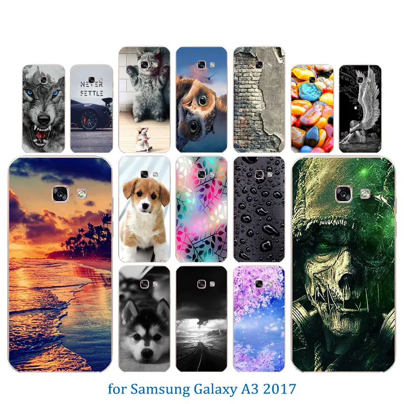 Цветной чехол с узором для Samsung A3 2017 чехлы мягкий силиконовый телефона A320 A320F Coque