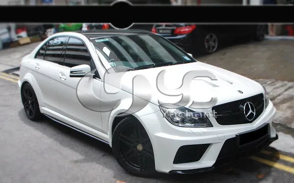 FRP стекловолокно комплект подходит для 12-13 Mercedes Benz W204 C63 AMG седан черная серия стиль более широкий обвес(бампер крыло боковые юбки