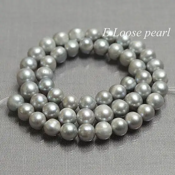 Идеальный пресноводный жемчуг близко к кругу серый цвет картофеля фотография 7 5-8