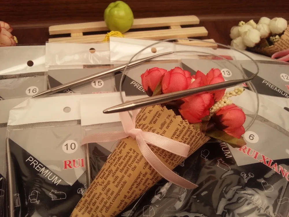 Free Shipping New 2016 Stainless Steel Circular Knitting Needles set Size 6-16 11PCS/Set 43.65.80.100.120CM |