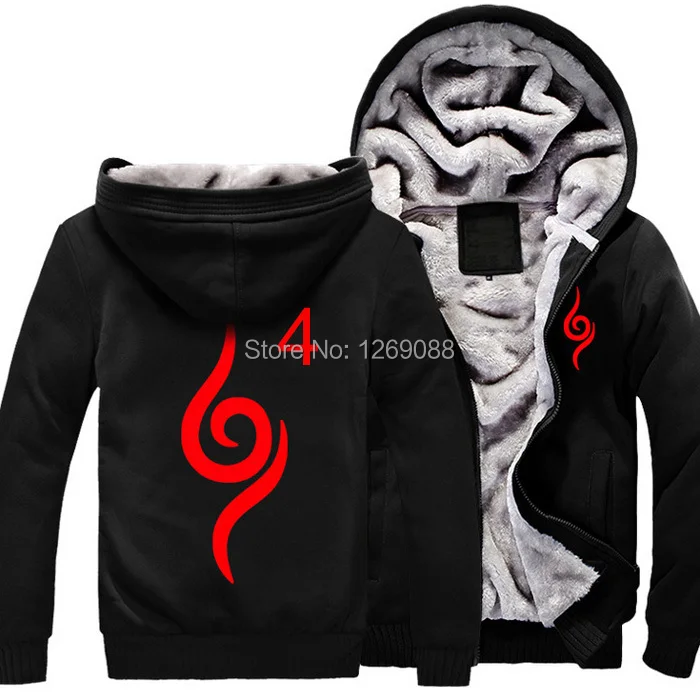 Naruto Uzumaki Sasuke Uchiha Kakashi Cosplay Costume Male Thicken Fleece Winter Hoodies Coat Men's Jacket Sweatshirt Plus size |