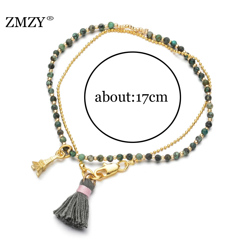 ZMZY тонкий браслет из натурального камня ювелирные изделия Золотая башня