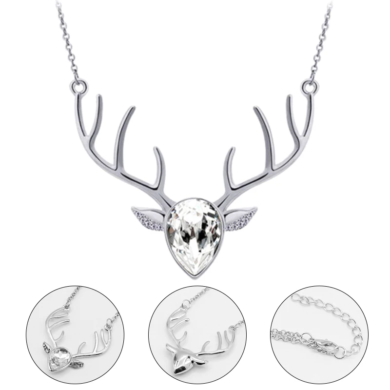 2017 New Arriving Christmas Gift Jewelry Cute Deer Head Pattern Pendant Necklace For Girls Women Party | Украшения и аксессуары