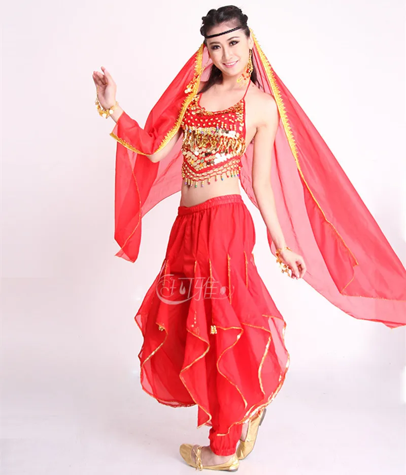 6 Colors Belly Dance Pant +Top+Belt Girls Ballroom Costume Indian Dress 3PCS/SET Oriental Costumes Cheap Price | Тематическая