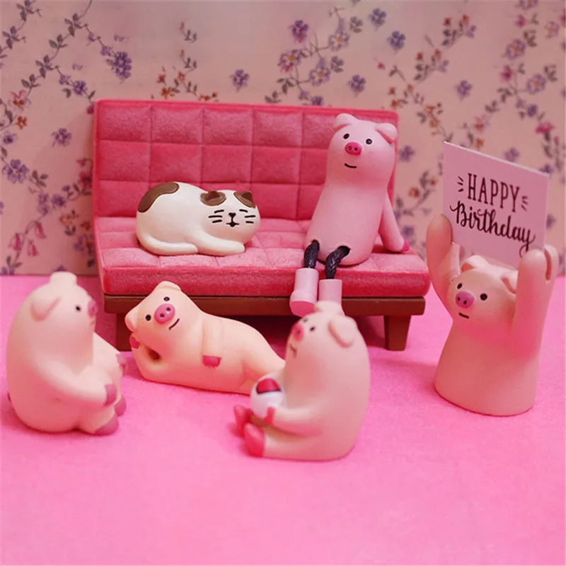 Kawaii Мини розовая свинья смола домашние украшения с животными Волшебные садовые